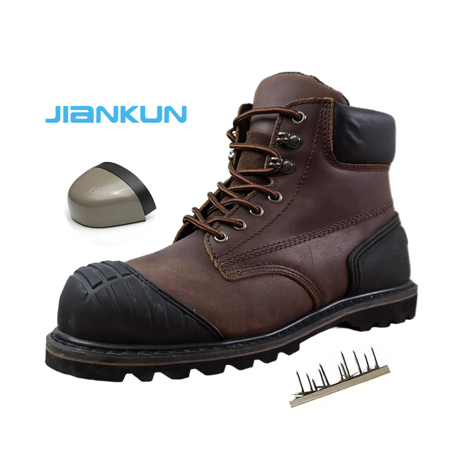 Jiankun người đàn ông làm việc an toàn giày phong cách mới thiết kế thời trang màu sắc tươi sáng da an toàn duy nhất cao su lưới đế