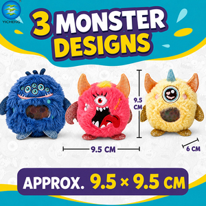 Balle anti-stress en peluche monstre, jouet sensoriel doux avec perles scintillantes, nouveauté jouet compressible pour enfant - Product Image 4