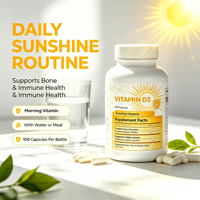 En stock Vitamine D3 50 000 UI Haute Puissance Complément Hebdomadaire pour Adultes 100 Capsules Sans Gluten