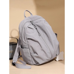 Unisex Nylon <b>Backpack</b> <b>Large</b> Capacity Adjustable Fit <b>School</b> Outdoor Travel Hiking Bag Solid Color Interior Zipper Pocket - Product Image 3
