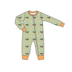 RTS otoño calabaza camión estampado nuevos diseños bebé cremallera durmientes recién nacido mameluco al por mayor nuevo niño mameluco ropa de bebé - Product Image 4