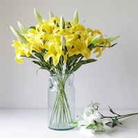 3 Têtes de fleurs de lys artificielles en PU, effet toucher réel, pour décoration de restaurant et salon, plante artificielle en pot