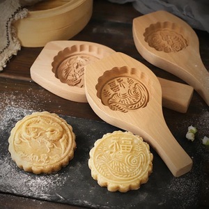 แม่พิมพ์ขนมไหว้พระจันทร์ไม้ 6 ชิ้น รูปทรงดอกไม้กลม สำหรับทำเค้ก DIY - Product Image 2