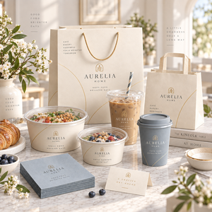 Juego de Cajas de Embalaje Ecológicas Impresas Personalizadas para Alimentos, Vaso de Papel para Café y Bolsa para Llevar para Cafetería, Panadería, Restaurante, Venta al por Mayor - Product Image 2