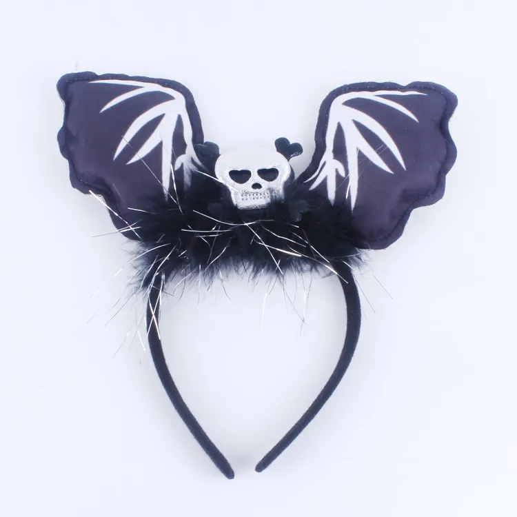 New LED Halloween Bat Headband in Black and Colorful Feather Spongia Design for Children for New Year and Events Parties