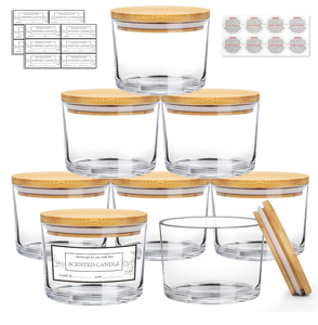 Frascos <span class=keywords><strong>de</strong></span> Vidrio Transparente <span class=keywords><strong>de</strong></span> 12 oz <span class=keywords><strong>con</strong></span> Boca Ancha para Hacer Velas, <span class=keywords><strong>con</strong></span> Tapas <span class=keywords><strong>de</strong></span> Bambú Herméticas, Bonitos Recipientes Vacíos al por Mayor - Product Image 6