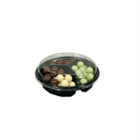 Boîte à bonbons en PET de qualité alimentaire, mini-boîte à compartiments, jetable, pour noix et fruits secs, emballage de bonbons, boîte à collation en plastique à 3 compartiments