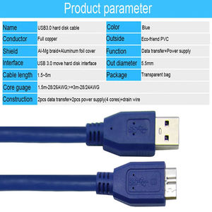 Câble USB 3.0 a vers Micro B bleu moulé, transfert de données haute vitesse 5 Gbps, <span class=keywords><strong>cordon</strong></span> pour <span class=keywords><strong>disque</strong></span> <span class=keywords><strong>dur</strong></span> <span class=keywords><strong>externe</strong></span> - Product Image 4