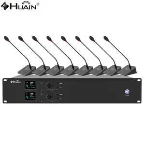 HUAIN 8 Channel Wireless Microphone System Gooseneck Mic For Conference Room