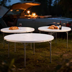 Tavoli Pieghevoli <span class=keywords><strong>da</strong></span> 72 Pollici con Gambe Rotonde Portatili in Acciaio, Cerniere per Tavoli <span class=keywords><strong>da</strong></span> Cucina e Sala <span class=keywords><strong>da</strong></span> Pranzo - Product Image 6