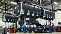 Enrouleur de Tuyau Rétractable Pré-assemblé Combo Eau/Air/Mousse Intégré avec Enroulement Automatique pour Détailing Automobile et Atelier de Réparation Automobile Noir Garantie 1 An