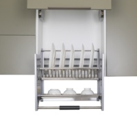 Cesto Elevatório Moderno para Armário de Cozinha com Vidro, Cromado e Função de Fechamento Suave - Acessório Elevador Retrátil