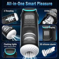 Antpop Wasserdichter ABS + TPE 3-Frequenz Saug- und Teleskop-Vibrator mit 9 Vibrationsmodi zur Männlichen Masturbation und Penisverstärkung