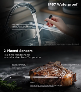 Thông minh Bluetooth kim loại không dây kỹ thuật số nướng với nhiệt độ thời gian thực giám sát nhiệt kế cho thực phẩm và môi trường - Product Image 3