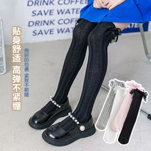 Girls' Thin Summer Knee High <b>Socks</b> With Bow Princess Style Lolita Over The Knee Breathable Women's <b>Socks</b> - Product Image 3