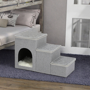 Escaleras para Mascotas de Madera Maciza Resistente, Rampa Plegable para Perros de 3 o 4 Escalones, Cubierta Extraíble, Escalera para Subir a Camas Altas, Sofás, Camas para Gatos, Cueva de Verano - Product Image 3