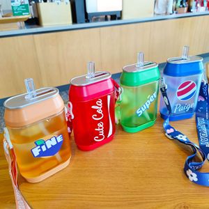 Yafchi Creative Juice Plastic Straw Cup 400ml Reusable Outdoor Travel Water Bottle With Strap For Cola Gift - Product Image 4