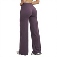 Pantalon de sport ample à taille haute, anti-transpiration, coupe large et évasée, pour activités de plein air et fitness