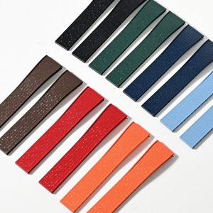 Bracelet en caoutchouc FKM CTS pour Omega et <span class=keywords><strong>Tissot</strong></span>, à libération rapide, 18 mm 22 mm, texture à carreaux, en fluororubber - Product Image 1