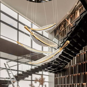 Spiral Staircase <b>Leaf</b> Chandelier for Villa Negotiation Area Hotel Lobby Reception Sales Office <b>Lighting</b> AC Power Middle Sized - Product Image 3