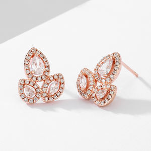 RAKOL EP2817 Boucles d'oreilles en forme de feuille en or 18 carats avec poche en zircone cubique 2025 Derniers modèles pour femmes - Product Image 3