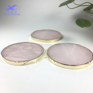 Round Rose Quartz <strong>Coasters</strong> Wholesale Round Rose Quartz <strong>coaster</strong> Gold Trim pink <strong>Agate</strong> <strong>Coasters</strong> with Gold Trims - Product Image 4