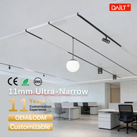 Système d'éclairage sur rail LED magnétique en aluminium ultra-fin de 11 mm avec puces COB, CRI 90 élevé, dimmable