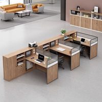 Ensemble de bureau moderne en L avec chaise et armoire haute, poste de travail quatre personnes, panneau en bois, mobilier de bureau commercial