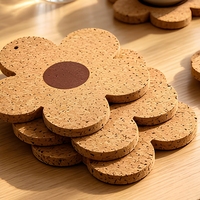 Sous-verres en liège en forme de fleur pour café, thé, bière, sous-verres écologiques absorbants, tapis de table en liège naturel légers et réutilisables