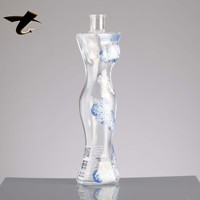Bouteille de vodka en verre blanc imprimé de 300 ml, forme spéciale, bouteille en verre avec bouchon en verre, verre personnalisé en gros