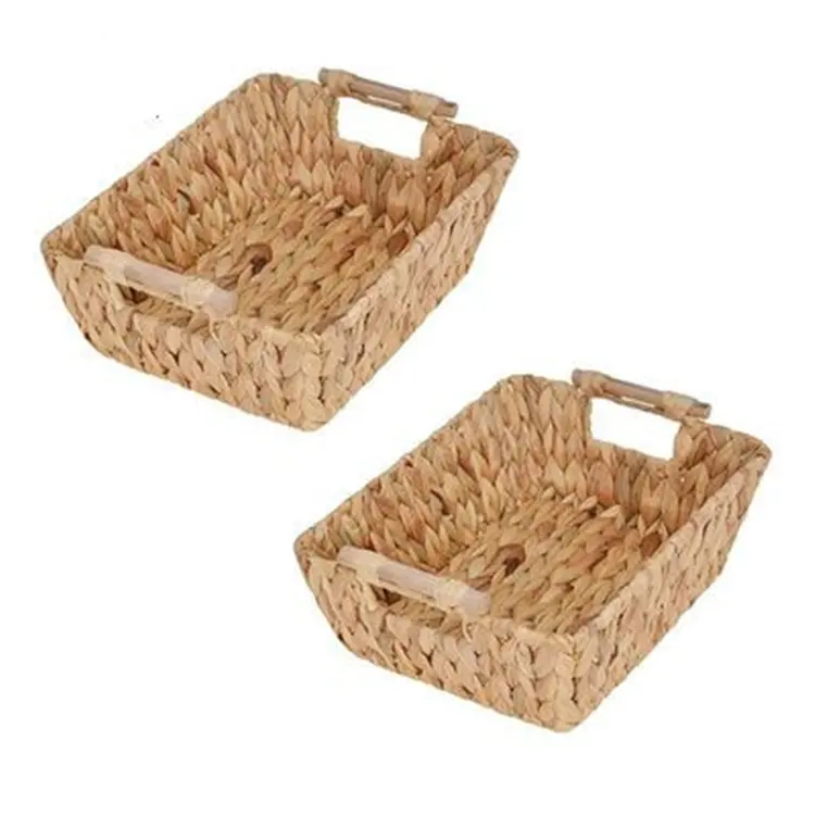 Multi-functional Storage Natural Water Hyacinth Woven Rattan Wicker Basket with Handle