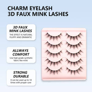 Pestañas Postizas <span class=keywords><strong>de</strong></span> Una Sola Pieza, Estilo Influencer, <span class=keywords><strong>Maquillaje</strong></span> Coreano Ligero, Forma en V Natural, Delicadas, 3D, Efecto Visón, Transparentes - Product Image 1