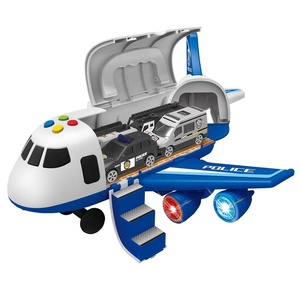 Modellino di Aereo Cargo Trasformabile Musicale per Bambini con Garage della Polizia, Giocattolo in Plastica con Auto in Scala 1:64 e Segnaletica - Product Image 2