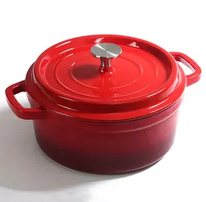 赤いエナメル鋳鉄ダッチオーブン