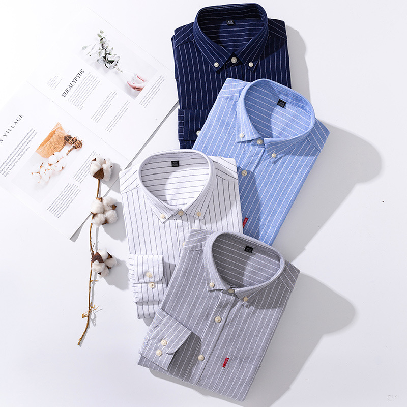 100 cotton dress shirts wholesale Wholesale shirts 100% cotton oxford dress hirt triped hirt formal dress hirts for men mens dress hirts long leeve,5 Pieces