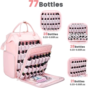 Sac de rangement pour vernis à ongles, sac à dos de <span class=keywords><strong>voyage</strong></span>, fermeture éclair, design pliable, polyester imperméable, port de charge USB, 3L+ - Product Image 3