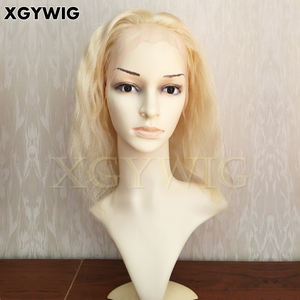 100% di scorta capelli umani brasiliani vergini Remy 14 "613 di colore # corpo corto onda senza colla 13x4 parrucche di pizzo anteriore <span class=keywords><strong>biondo</strong></span> <span class=keywords><strong>platino</strong></span> - Product Image 2