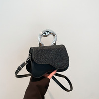 Nouveau Sac Bandoulière Tendance Texturé Petit Sac Carré Sac à Main Rétro Brillant pour Femme