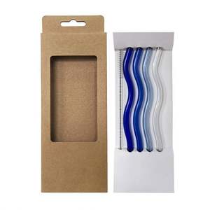 Vente à chaud en gros ensemble de pailles en verre transparent haute teneur en borosilicate résistant à la chaleur pailles transparentes à courbure droite - Product Image 4