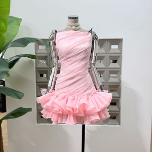 Abito Elegante Senza Maniche da Donna, Nuovo Stile Estivo <span class=keywords><strong>con</strong></span> Bordi Arricciati, <span class=keywords><strong>Gonna</strong></span> a Pieghe Slim Fit a Trapezio, Vestito da Cerimonia - Product Image 3