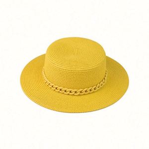 Outdoor Sun <b>Hat</b> Colorful Chain Large Brim Sombrero Casual Fashion Character Unisex Straw <b>Hat</b> - Product Image 1