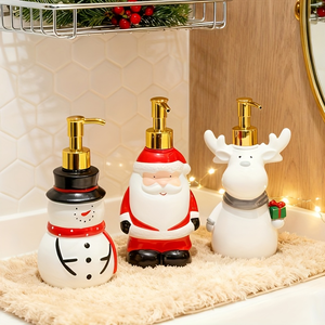 Dispensador de Sabão em Forma de Papai Noel, Tipo Pressão, Garrafa de Refil de Sabão Líquido, Decoração de Banheiro para o Natal - Product Image 1
