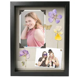 Shadow Box Photo Frame Home Decor 11 X 14 Black Wooden Medium Density Fiberboard Display Case Shadow Box Picture Photo Frame With Photo Cover