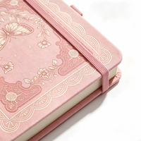Carnet A5 en lin rose à couverture rigide avec impression personnalisée sur le bord, élastique, journal d'écriture, cadeau