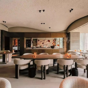 Hiện đại sang trọng khách sạn nhà hàng ăn bàn ghế đặt tùy chỉnh thương mại sử dụng gỗ rắn sắt PU da thủy tinh - Product Image 1