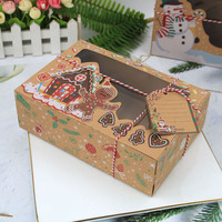 Boîtes à biscuits de Noël, boîtes cadeaux pour friandises, boîtes à bonbons avec ruban et fenêtre, boîte en papier kraft à assembler
