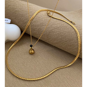 2 desain baja nirkarat botol anggur kalung datar rantai Ular berlapis kalung Choker tahan air Perancis perhiasan antik - Product Image 3