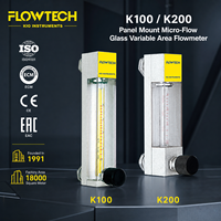 Rumah Panel Mount K100/K200 dari Aluminium Alloy dengan Bagian yang Terkena Cairan dari Baja Anti Karat 304/316SS, Ulir NPT/BSP 1/8" 1/4", Rotameter Tabung Kaca Mikro