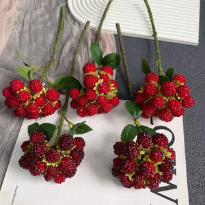 Bouquet de framboises artificielles Jinxi, fleurs en soie rouge foncé, décoration de mariage, ornement de bureau - Product Image 2