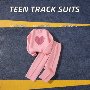 Tute Sportive Casual per Ragazze 6-14 Anni, Set di Abbigliamento Sportivo per Adolescenti con Motivo Tinta Unita - Product Image 2